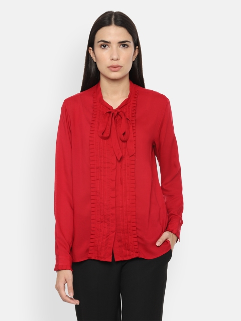 

Van Heusen Woman Red Regular Fit Solid Casual Shirt