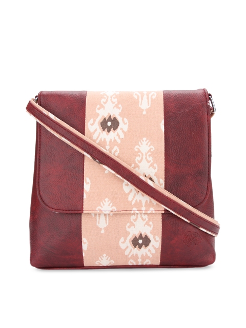 

Vivinkaa Maroon & Beige Ethnic Motifs Ikat Printed Sling Bag