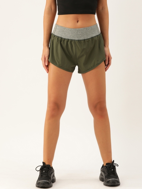 

FOREVER 21 Women Olive Green Solid Regular Shorts