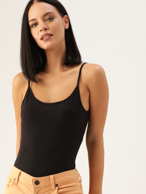 

FOREVER 21 Women Black Solid Bodysuit