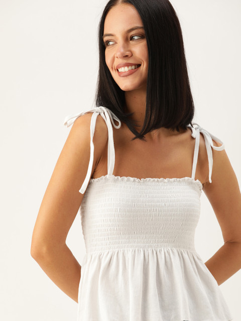 

FOREVER 21 Women White Solid Peplum Top