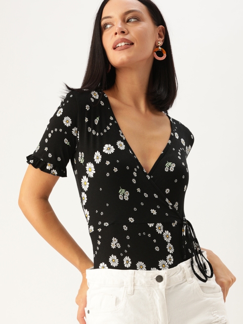 

FOREVER 21 Women Multicolored Floral Print Bodysuit, Multi