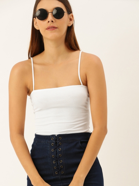 

FOREVER 21 White Ribbed Bodysuit