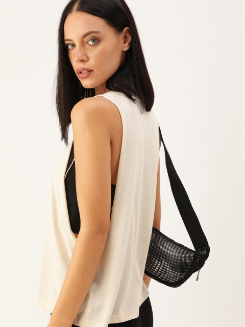 

FOREVER 21 Women Cream-Coloured Solid Top