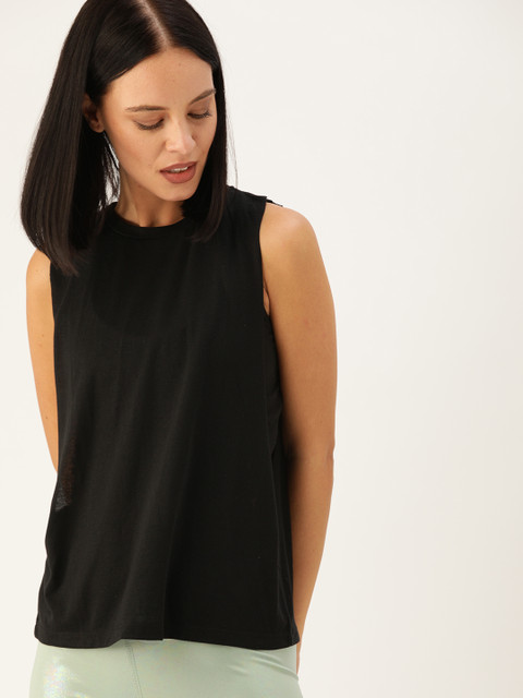 

FOREVER 21 Women Black Solid Tank Top
