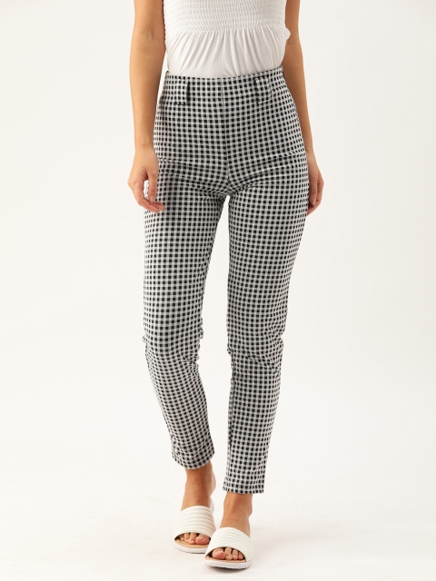 

FOREVER 21 Women Black & White Checked Treggings