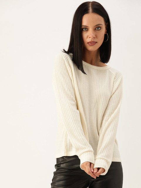 

FOREVER 21 Women Cream-Coloured Solid Top