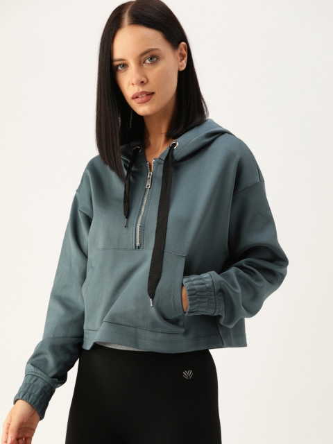 

FOREVER 21 Women Blue Solid Crop Top