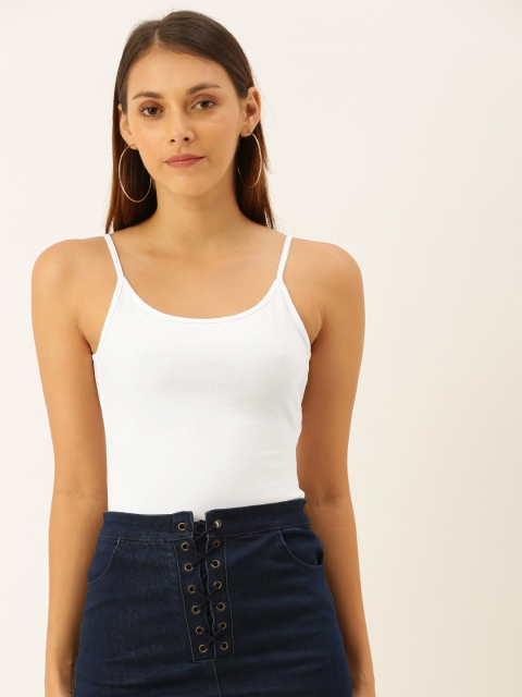 

FOREVER 21 Women White Solid Knitted Bodysuit