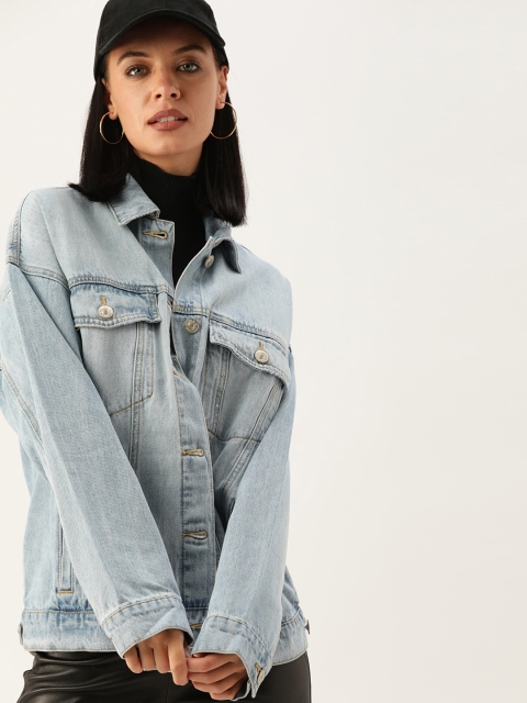 

FOREVER 21 Women Blue Solid Denim Jacket