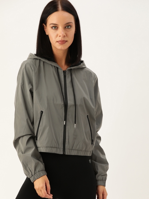 

FOREVER 21 Women Grey Solid Sporty Jacket