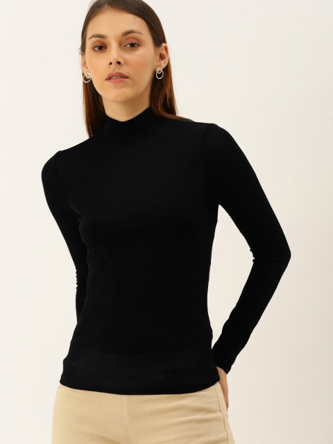 

FOREVER 21 Black Solid Fitted Top