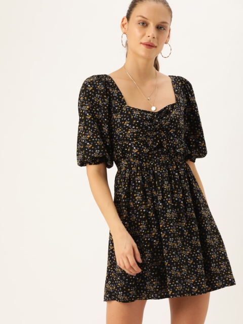

FOREVER 21 Women Multicoloured Floral Print Fit and Flare Dress, Multi