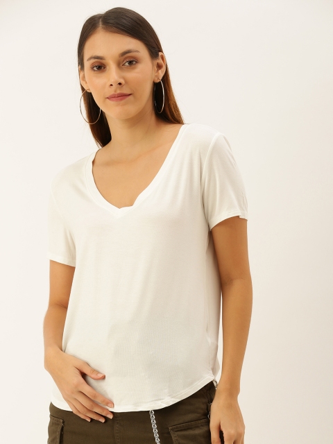 

FOREVER 21 Women White Solid Top