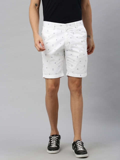 

Blackberrys Men White Printed Slim Fit Chino Shorts