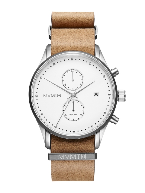 

MVMT Men White Voyager Leather Analogue Watch D-MV01-WT