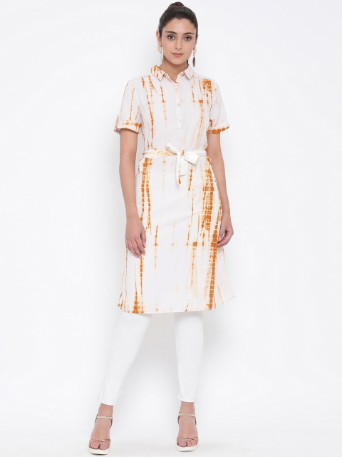 

Oxolloxo Women's White & Beige Printed Tunic