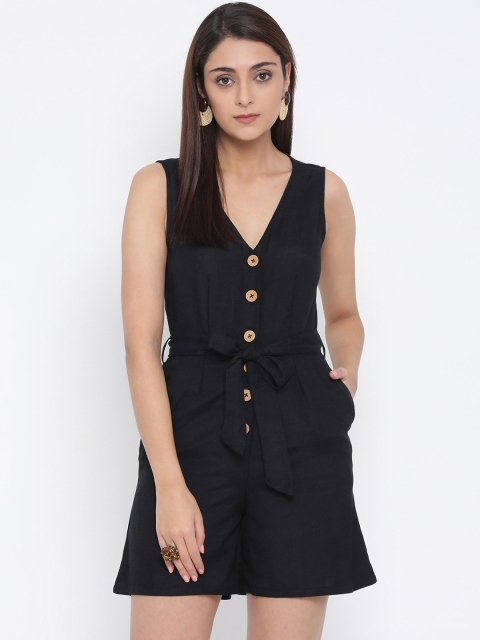 

Oxolloxo Women Black Solid Playsuit