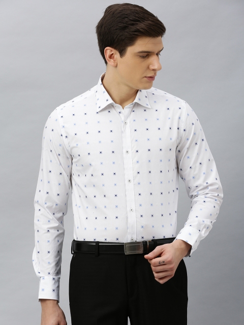 

Blackberrys Men White & Blue Slim Fit Printed Formal Shirt