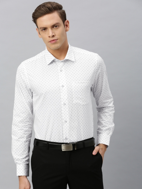 

Blackberrys Men White & Navy Blue Slim Fit Printed Formal Shirt