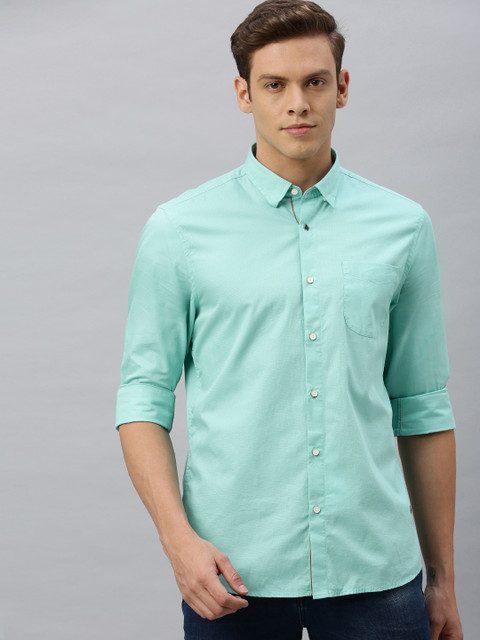 

Blackberrys Men Green Slim Fit Self Design Casual Shirt