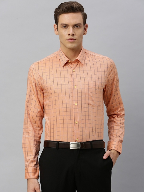 

Blackberrys Men Orange & Blue India Slim Fit Checked Formal Shirt