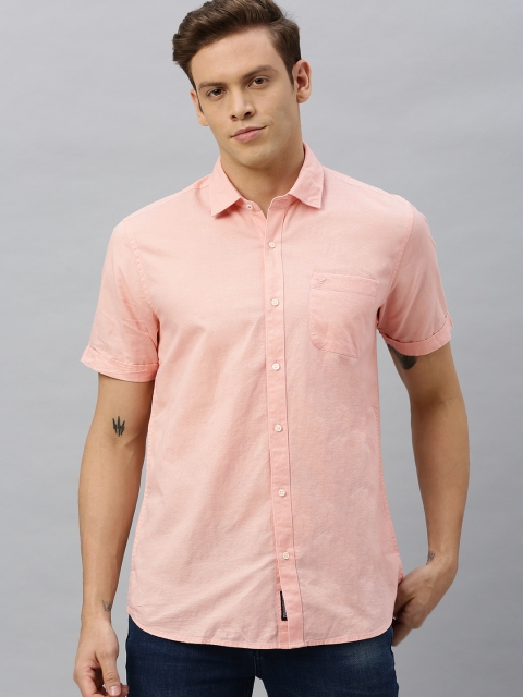 

Blackberrys Men Peach-Coloured Slim Fit Solid Casual Shirt