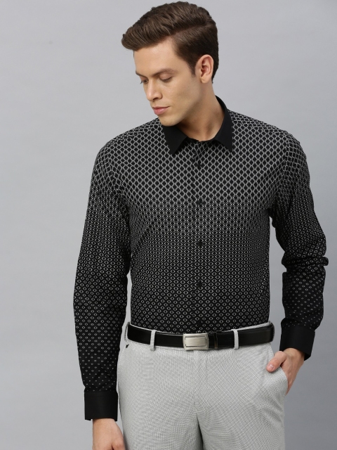 

Blackberrys Men Black & White India Slim Fit Printed Formal Shirt