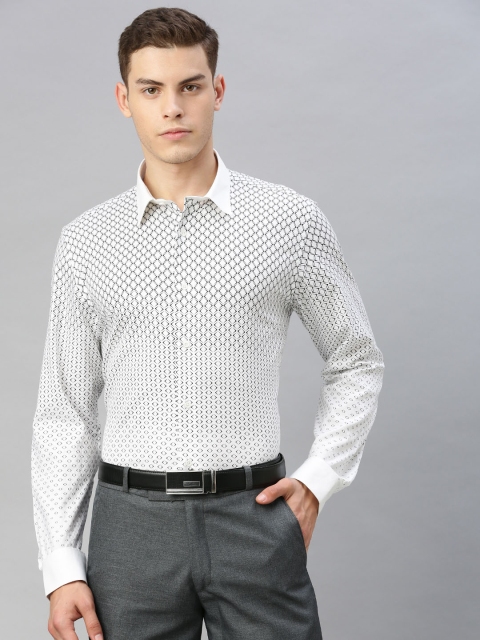 

Blackberrys Men White & Black Phoenix Slim Fit Printed Formal Shirt With Contrast Collar