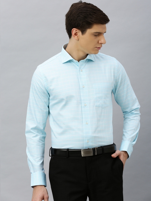 

Blackberrys Men Blue & White Slim Fit Checked Formal Shirt