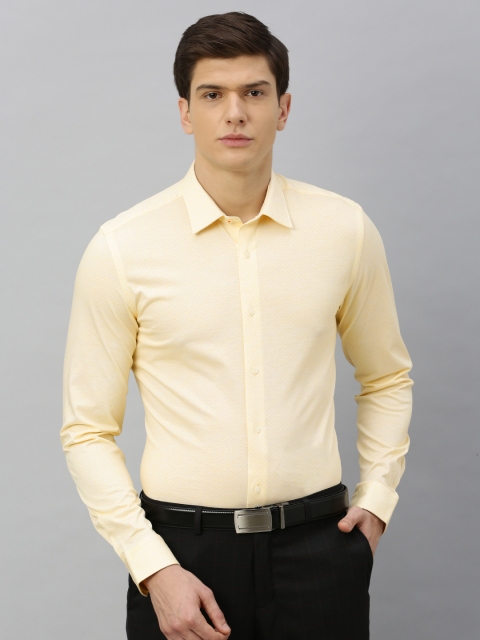 

Blackberrys Men Yellow & White Slim Fit Printed Formal Shirt