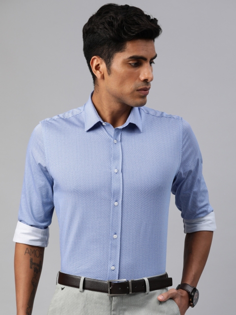 

Blackberrys Men Blue & White Slim Fit Printed Formal Shirt