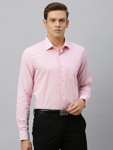 

Blackberrys Men Pink & White Slim Fit Striped Formal Shirt