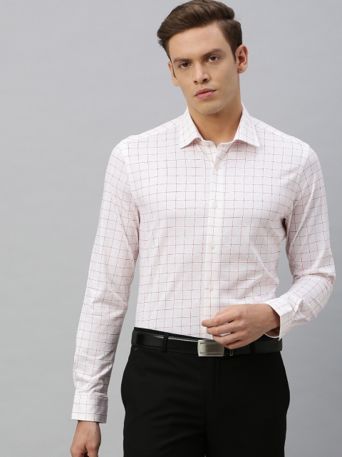 

Blackberrys Men White & Red Slim Fit Checked Formal Shirt