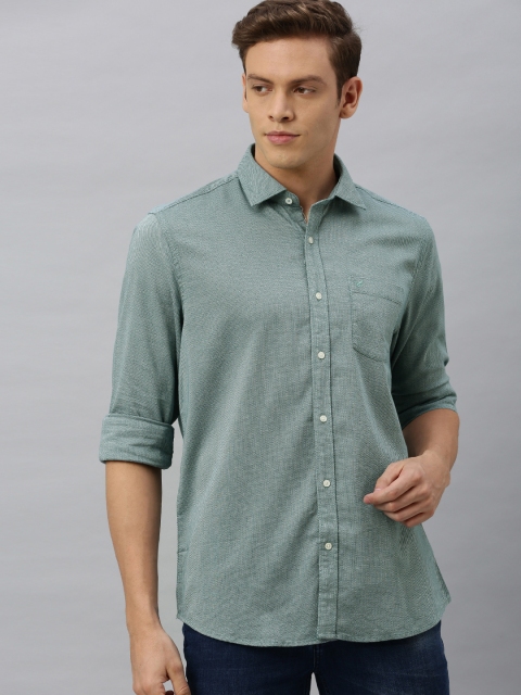 

Blackberrys Men Teal Green Slim Fit Self-Design Casual Shirt