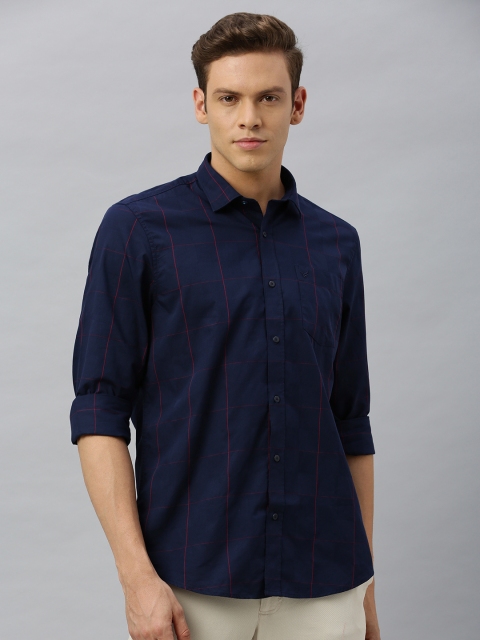 

Blackberrys Men Navy Blue & Red Regular Fit Checked Casual Shirt