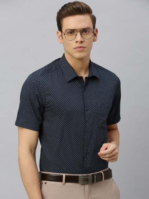 

Blackberrys Men Navy Blue India Slim Fit Printed Formal Shirt