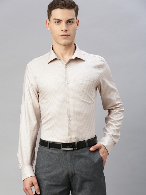 

Blackberrys Men Beige Slim Fit Self Design Casual Shirt
