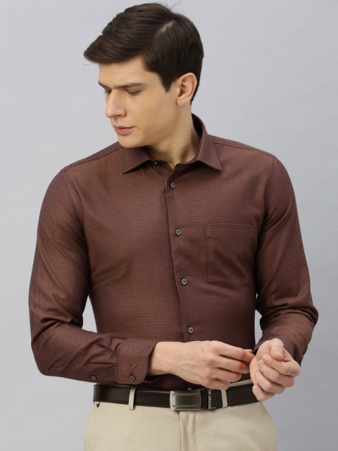 

Blackberrys Men Brown Slim Fit Self Design Formal Shirt