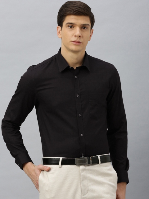 

Blackberrys Men Black Slim Fit Self-Checked Formal Shirt