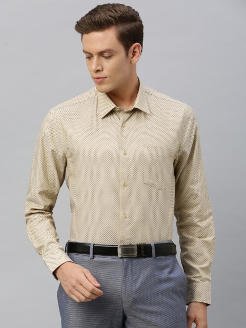 

Blackberrys Men Beige & Brown Smart Slim Fit Printed Formal Shirt