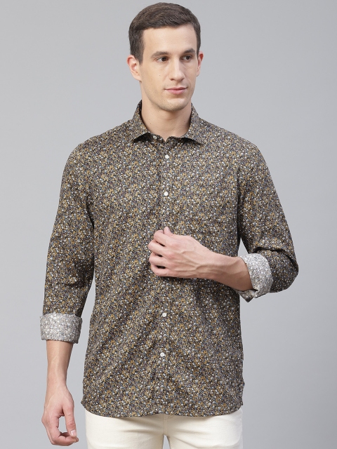 

Blackberrys Men Brown & White Slim Fit Micro Ditsy Floral Printed Casual Shirt