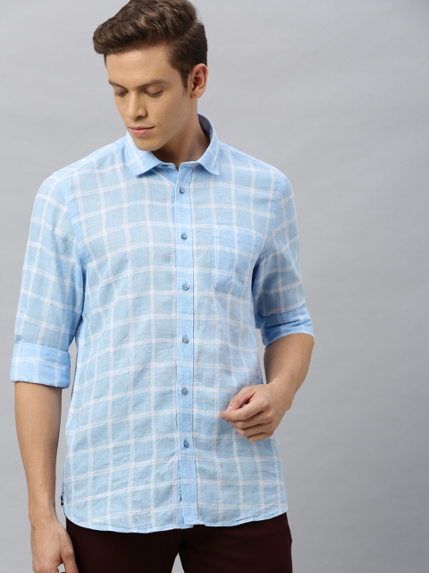 

Blackberrys Men Blue & White Slim Fit Checked Casual Shirt