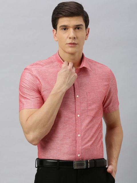 

Blackberrys Men Coral Red India Slim Fit Solid Formal Shirt