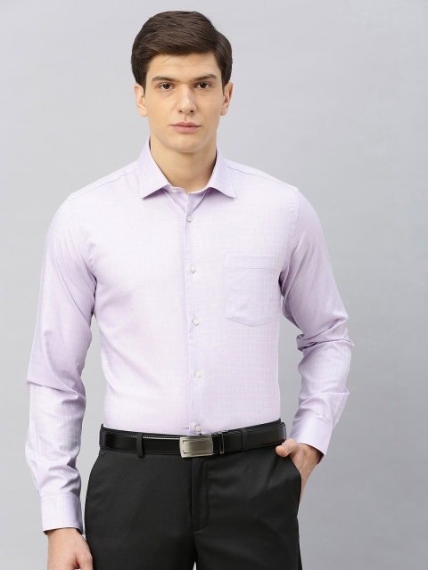 

Blackberrys Men Lavender & White Slim Fit Checked Formal Shirt