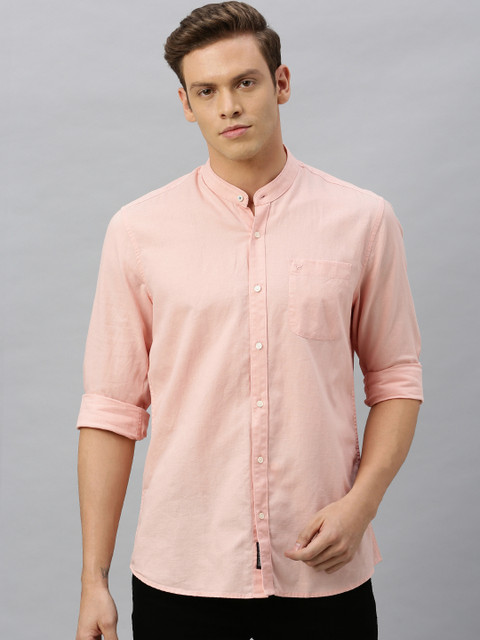 

Blackberrys Men Peach-Coloured Slim Fit Solid Casual Shirt