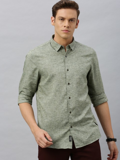 

Blackberrys Men Olive Green Trim Fit Solid Casual Shirt