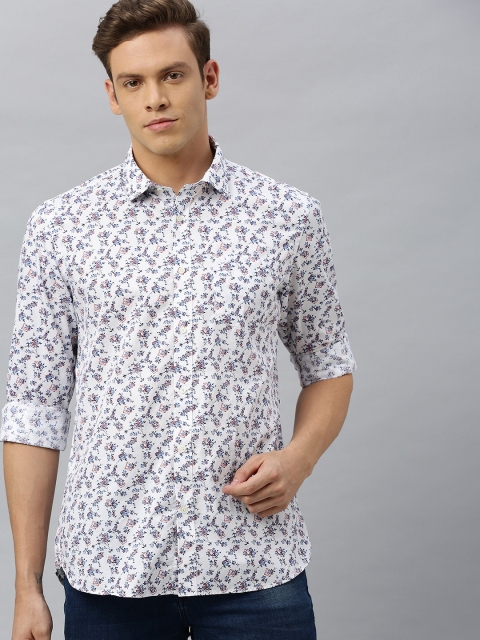 

Blackberrys Men White & Blue Slim Fit Printed Casual Shirt