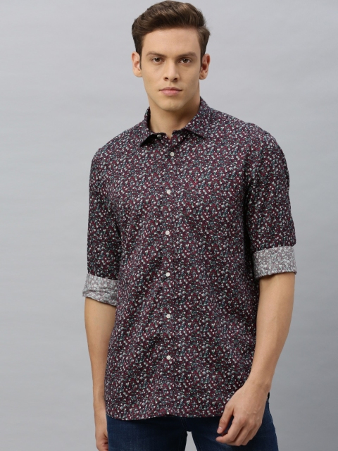

Blackberrys Men Burgundy & Blue Slim Fit Printed Casual Shirt