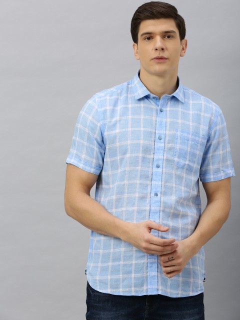 

Blackberrys Men Blue & White Slim Fit Checked Casual Shirt